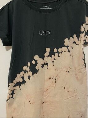 AllSaints Gray Crewneck Logo Tee